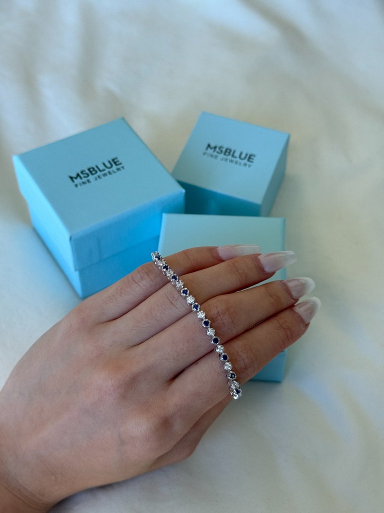 4.8ct. Lab Grown Sapphire And Diamond Tennis Bracelet — image 3 of 3